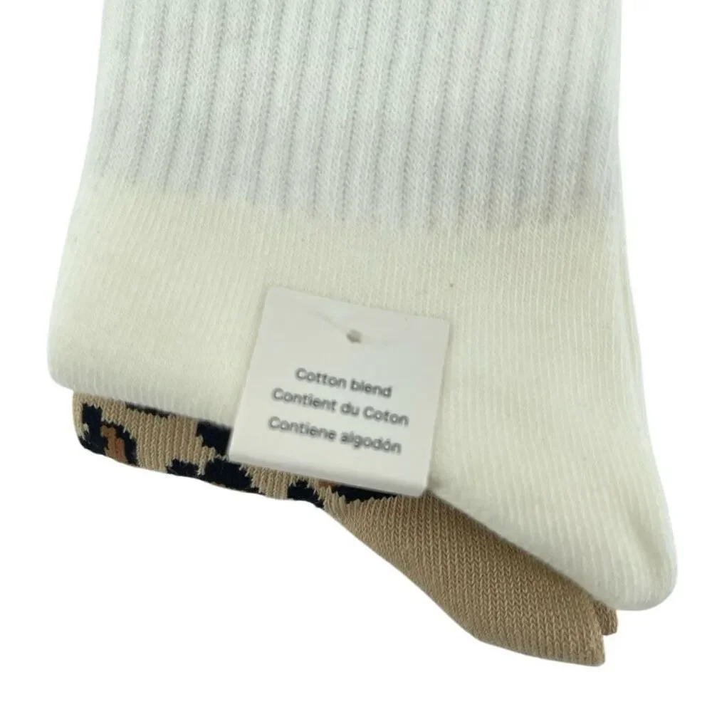 ALDO “Not Your Basic Wild” Leopard & Tiger Crew Socks 2-Pair NWT, Animal Print